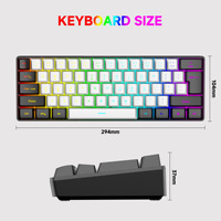 Ensemble clavier et souris filaire pour jeux vidéo, 61 touches RGB non programmables, clavier à membrane non mécanique MINI sept couleurs, noir et blanc