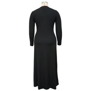 Robes Longues Décontractées pour Femmes Grande Taille Automne Hiver 2025 – Robe Maxi Côtelée à Col en V et Boutonnage Simple - Product Image 6