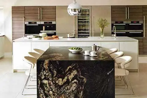 YDSTONE granit hitam pembuluh emas meja dapur dekorasi dipoles Magma hitam emas granit lempengan