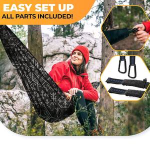 Hamac de camping Woqi en nylon, portable, simple ou double, capacité de charge 226 kg, utilisation intérieure et extérieure, design moderne noir - Product Image 3