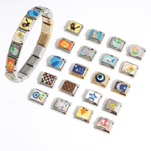 Bracelet modulaire en acier inoxydable avec breloques de dessins animés, ensemble de bijoux de mode unisexe à faire soi-même - Product Image 1