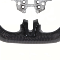 Volant sport en fibre de carbone véritable avec LED et indicateur de vitesse pour Ford Mustang 2015-2023, volant à fond plat, style sport