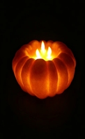Bougie citrouille LED scintillante à 3 mèches, lumière LED sans flamme en cire de paraffine pour la décoration d'Halloween et de Thanksgiving