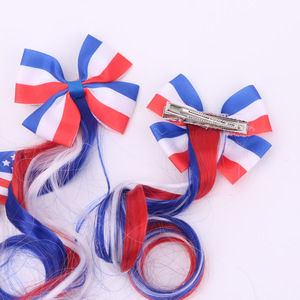 Vente en gros de pinces à cheveux avec nœuds décoratifs pour la fête de l'Indépendance, extensions de cheveux, accessoires pour cheveux du 4 juillet pour enfants et adultes - Product Image 1