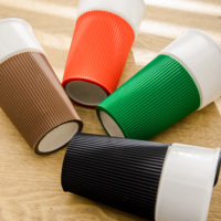 Tasses à eau de voyage réutilisables FENN, pratiques et sans poignée, avec logo personnalisé, en céramique, avec couvercle et manchon en silicone