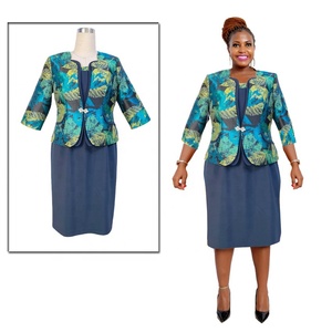 Robe de cérémonie Geenlinm pour femmes avec veste en tissu jacquard pour l'Afrique - Product Image 1
