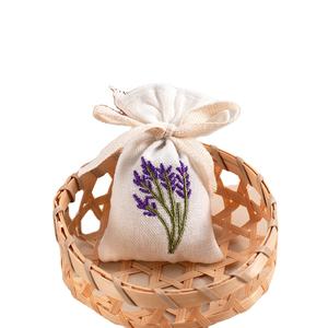 Paquete de lona de lino Bolsillo Nuevo estilo chino Bordado Bolsa de regalo Lavanda Flor seca Fragancia Piedra Embalaje Artesanía reciclable - Product Image 1