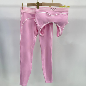 Conjunto de 2 Piezas de Camiseta Deportiva Ajustada de Alta Calidad, 100% Algodón Transpirable, sin Costuras, con Estampado de Canalé, para Yoga y Pilates - Product Image 1