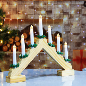 Nuovo design 7L caldo bianco LED naturale candelabro in <span class=keywords><strong>legno</strong></span> per la decorazione del salotto di casa - Product Image 2