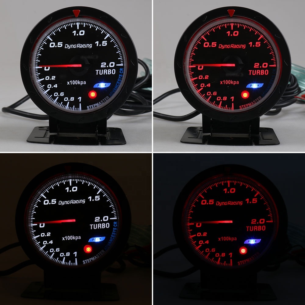60MM Voiture Barre D'éclairage Type Visage Noir Voiture Jauge Compteur Automatique de Poussée De Turbo Avec Capteur