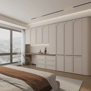 Tùy chỉnh hiện đại freestanding gỗ tủ quần áo Tủ lưu trữ tủ MDF cho phòng ngủ chính bao gồm bàn trang điểm cho biệt thự - Product Image 5