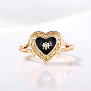 Q833 Heart Cut Diamond <b>Ring</b> 22k <b>Gold</b> Plated <b>Vintage</b> Women's Everyday Wear Jewelry - Product Image 2