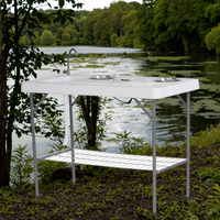 Station de nettoyage de poisson pliante en plastique de haute qualité avec filet en fer pour la pêche en plein air
