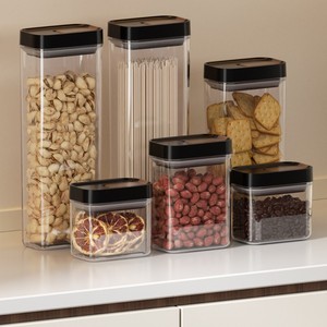 Storage Jar Set Rectangle Clip-On Lid Food Grade Airtight Kitchen Container For Coffee Beans Nuts Pasta Cracker Storage - Product Image 1