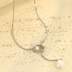 NIMAIステンレススチールパールペンダントロングネックレス女性防水ファインジュエリータッセルラグジュアリーセーターチェーンチャームネックレスギフト - Product Image 4