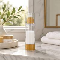 Botol Pompa Vakum Bambu Ramah Lingkungan, Dapat Didaur Ulang, Transparan, Isi Ulang, Kemasan Kosmetik Untuk Lotion dan Serum Wajah 50ml