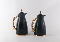 Ensemble de thermos à café de luxe avec poignée perlée, 1,0 L et 0,7 L, avec intérieur en verre rose, carafe à thé arabe, cadeau de mariage de luxe