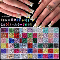 Strass en résine 3D de haute qualité, 24 compartiments, formes et couleurs variées, pour DIY, effet diamant, cristal K9, pour ongles