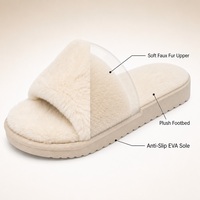 Chaussons en fausse fourrure pour femmes, doux et moelleux, à bout ouvert, pour l'intérieur et l'extérieur