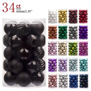 2019 festive decorations for Christmas tree hanging baubles plastic black ball decoration noel Black - Product Image 1