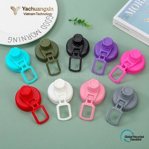 Universal Water Bottle Lid With Carabiner Clip Black 2 Pack For Hiking Camping <b>Outdoor</b> Use - Product Image 3
