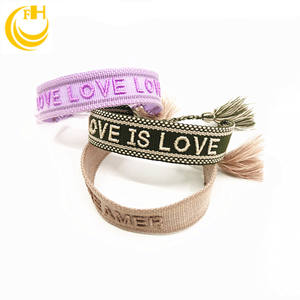 Pulsera tejida hecha a mano con logotipo bordado personalizado con texto, pulsera de letras de tela, pulseras personalizadas únicas - Product Image 3