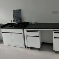 Table de travail robuste à structure en acier pour clinique moderne, banc de laboratoire à cadre en acier