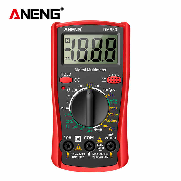 Multimètre Numérique Pro – Mesure Rapide AC/DC, Ampèremètre Et Ohmmètre – Rouge Vif