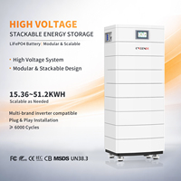 Batterie au lithium HV empilée en module 10-50 kWh pour stockage solaire domestique, tour de stockage d'énergie résidentielle modulaire extensible 256V-512V