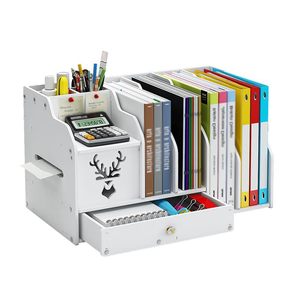 Office Organizer Desktop <b>File</b> Rack 3 Layers With Drawer And Folder Holder For Home Office <b>Storage</b> - Product Image 5