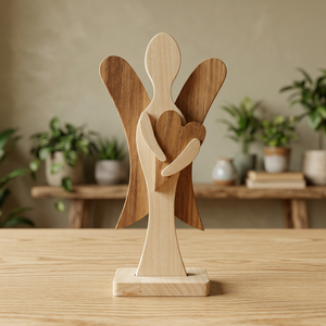 Sculpture d'ange en bois faite à la main, décoration de Noël pour table, ornement moderne pour la table du couloir - Product Image 2