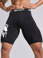 Shorts de sport compressifs pour hommes, respirants et extensibles, idéaux pour l'entraînement en plein air, le cyclisme, la course à pied, avec logo imprimé taureau