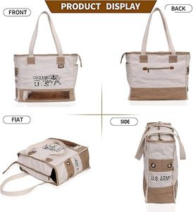 Bolsa de Mano de Lona Premium para Mujer, con Cierre Seguro, Estilo Vintage, Reutilizable, para Compras, Oficina, Trabajo y Viajes - Product Image 6