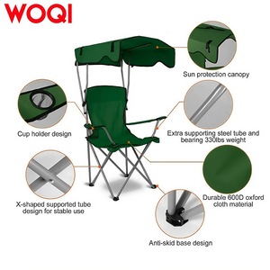 Silla Plegable Woqi con Parasol, Silla de Playa Portátil Verde con Reposabrazos y Portavasos para Uso en Exteriores - Product Image 4