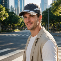 Casquette de baseball vintage avec logo personnalisé brodé, visière incurvée, effet délavé et usé