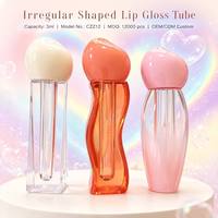 Conteneur de gloss à lèvres ISMAN personnalisé de 3 ml, forme irrégulière, dégradé de rose transparent, emballage cosmétique unique en forme de goutte d'eau ondulée, vente en gros