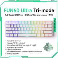 Akko MonsGeek FUN60 Ultra 61 Key Tri Mode TMR Magnetic Switch Gaming Keyboard 8K Hz 0.01mm RT Aluminum for PC Esports
