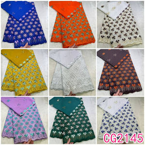 2025 Новое поступление, хлопчатобумажная швейцарская кружевная ткань с вышивкой, африканская кружевная ткань, 100% хлопковая швейцарская кружевная ткань - Product Image 6