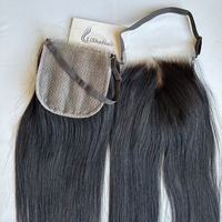 Topper de luxe en cheveux humains naturels avec dentelle HD, postiche entièrement en dentelle, nœuds invisibles, fil halo, couverture naturelle