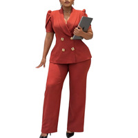 Nouvel Arrivage Commerce Extérieur Europe États-Unis 2026 Ensemble Haut à Manches Courtes à Col Revers et Pantalon Large Taille Haute à Double Boutonnage