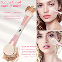 Ensemble de pinceaux de maquillage professionnels de luxe en fibres synthétiques vegan, 5 pièces, avec logo personnalisé, pour le visage et l'application de correcteur