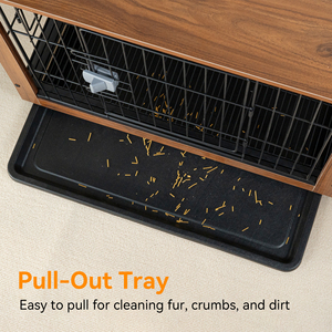 Modern Black Steel Wire Powder-Coated Pet Cage Rectangle Indoor Dog <b>Enclosure</b> Dual Lock Easy Cleaning Solid Design Large Box - Product Image 4