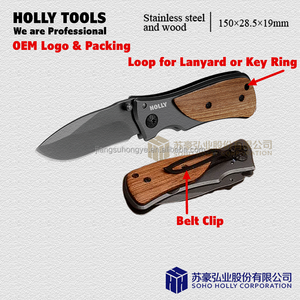 Dao bỏ túi cho <span class=keywords><strong>EDC</strong></span> gấp dao với lưỡi thép không gỉ gỗ xử lý ngón tay cái Stud mở Cắm Trại Di động đi bộ đường dài Công cụ câu cá - Product Image 2