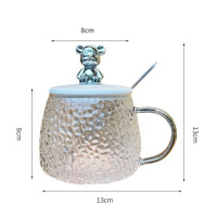 Nouveauté tasse à couvercle ours cadeau à la main bouteille d'eau en verre tasse à café tasse à café ménage thé jus tasse tasses avec cuillère
