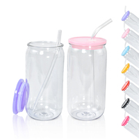 Offre Spéciale – Gobelet en plastique acrylique PP de 16 oz, style Libby, pour bière et soda, avec couvercle et paille en PP