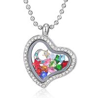 Crystal Glass Moon Satr Charm Kralen Drijvende Medaillon Ketting Geheugen Hart Medaillon Ketting met Charme Accessoires