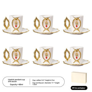 Tazas y platillos de café, juegos de tazas de café de cerámica, tazas de té rojo para la tarde, tazas y platillos creativos de cerámica para espresso - Product Image 4