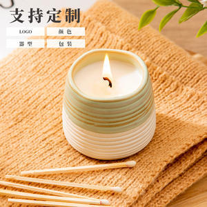 Vaso de cerámica personalizado para velas, contenedor redondo vacío para velas aromáticas, uso como regalo DB2802 - Product Image 2