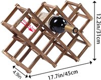 Casier à vin multifonction Supports de rangement en bois pour bouteilles de vin Comptoir en bois d'acacia pliable Support pour bouteilles de vin Étagère de présentation