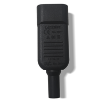 Conector de Alimentación de Entrada LZ-14-T1B IEC 60320 C14, 15A 250V, 18AWG, Conector Macho Recto de Nylon